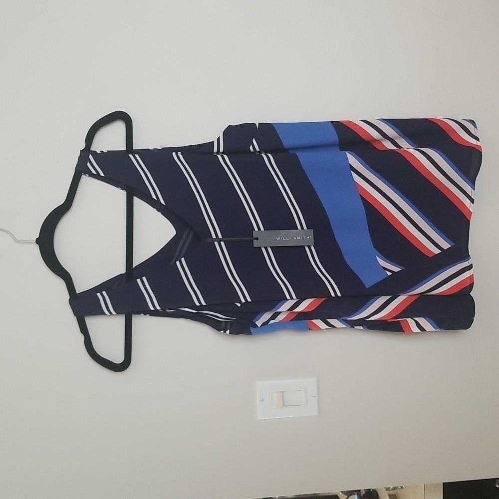 William Smith womens v neck sleeveless blouse striped NWT sz XL